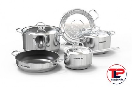BỘ NỒI CHẢO INOX 5 ĐÁY SUNHOUSE SHG995