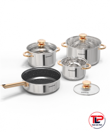 BỘ NỒI CHẢO INOX 5 ĐÁY SUNHOUSE SHG789