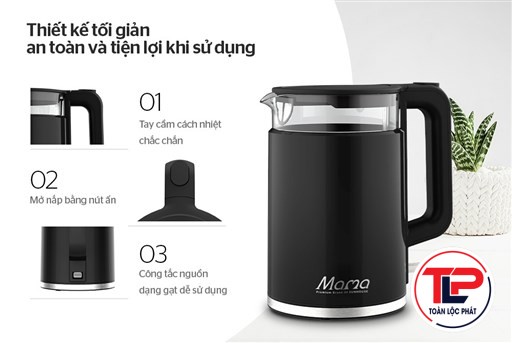 ẤM SIÊU TỐC THỦY TINH 1.7L SUNHOUSE MAMA SHD1330